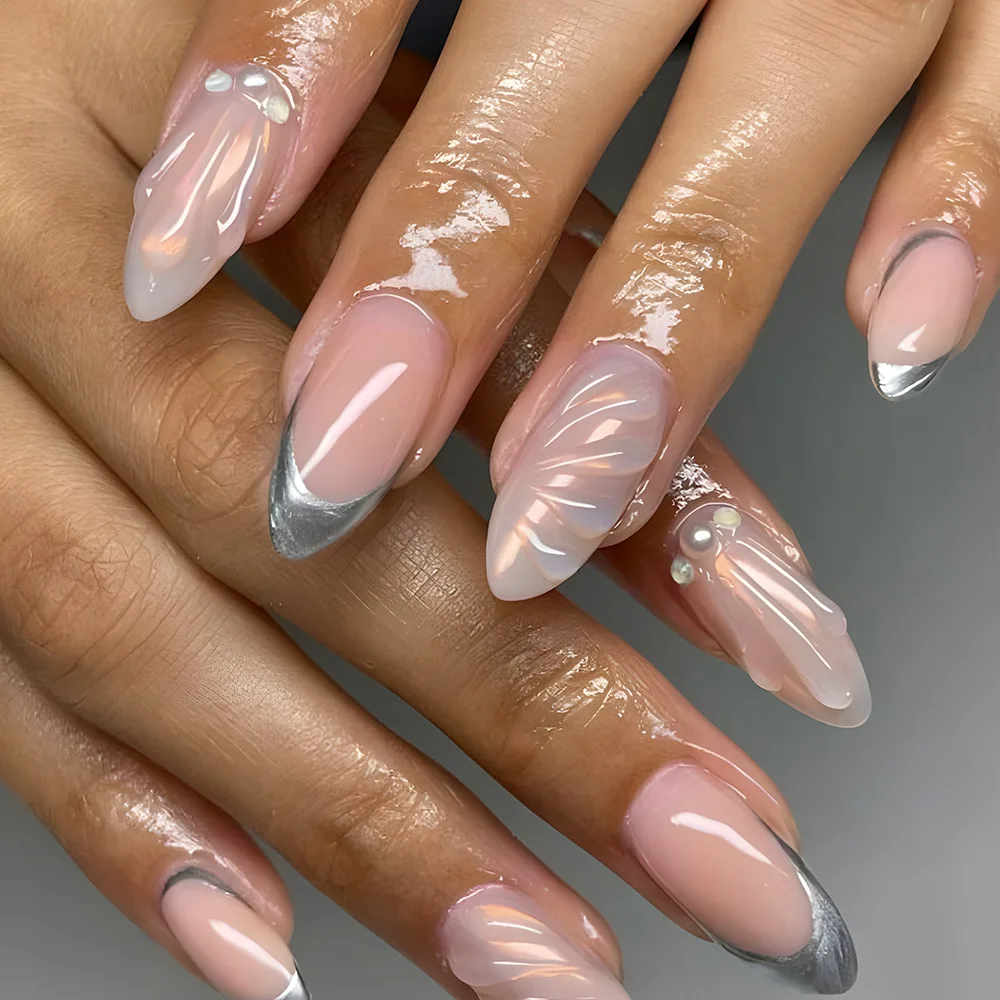 24Pcs Mid-length French Almond False Nails Press on With 3D Pattern Full Cover Nails Tips Simple Datachable Artificial Fake Nail
24Pcs Mid-length French Almond False Nails Press on With 3D Pattern Full Cover Nails Tips Simple Datachable Artificial Fake Nail