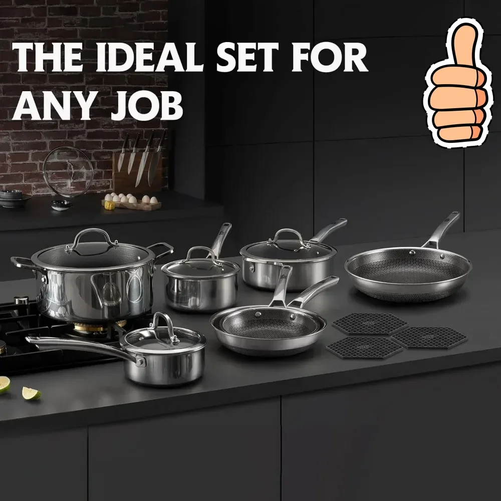 НОВЫЙ новый набор кастрюль и сковородок с антипригарным покрытием, 14-х шт. гибридные наборы посуды из нержавеющей стали, сковороды с антипригарным покрытием, блюдца, сковорода для соуса
НОВЫЙ новый набор кастрюль и сковородок с антипригарным покрытием, 14-х шт. гибридные наборы посуды из нержавеющей стали, сковороды с антипригарным покрытием, блюдца, сковорода для соуса