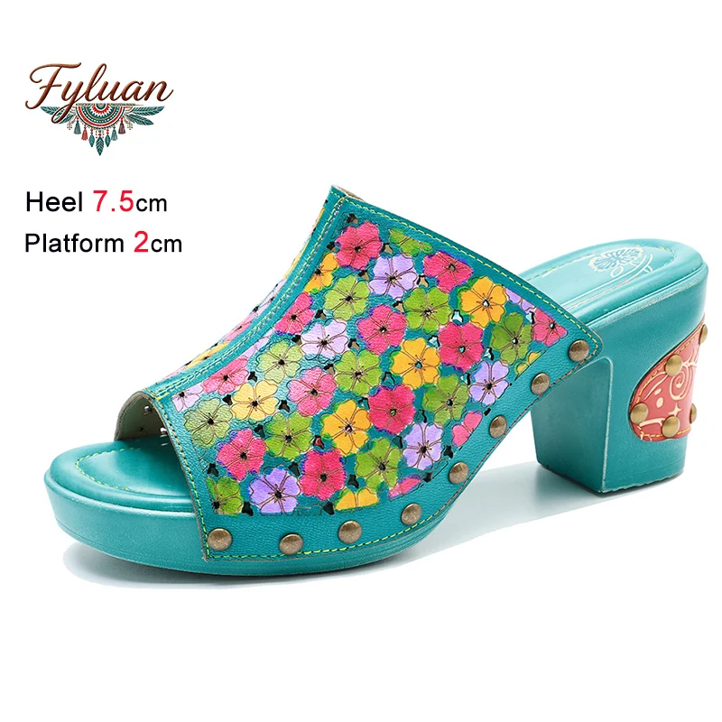 Green Retro Rivet Slippers For Women Genuine Leather Sandals 7.5CM Block Heels Summer Hand-Painted Bohemian Casual Slip-on Shoes
Green Retro Rivet Slippers For Women Genuine Leather Sandals 7.5CM Block Heels Summer Hand-Painted Bohemian Casual Slip-on Shoes