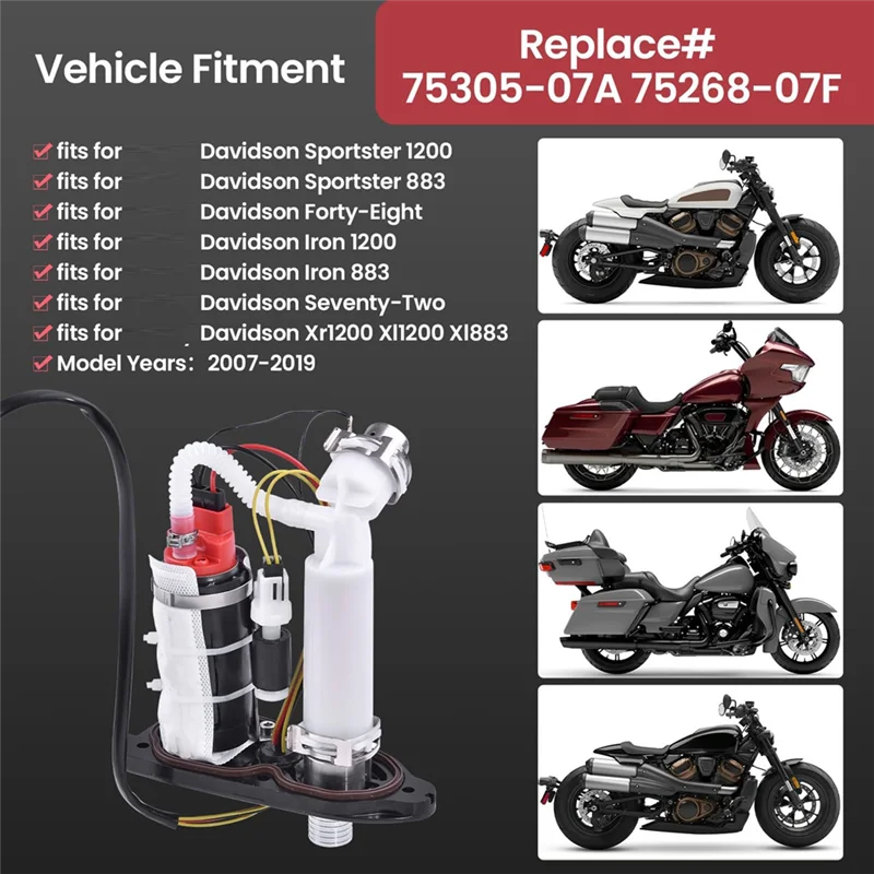 Motorcycle Fuel Pump Assembly 75305-07A Fit For Davidson Sportster 1200 883 2007-2019
Motorcycle Fuel Pump Assembly 75305-07A Fit For Davidson Sportster 1200 883 2007-2019