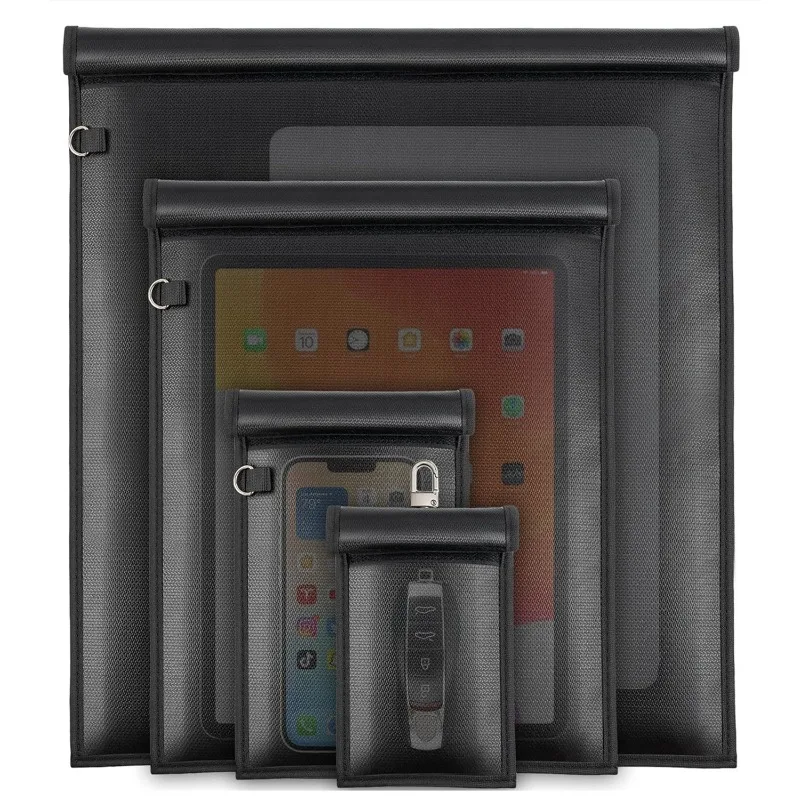 4PCS/Set Black Waterproof Fireproof RFID Signal Blocking Bag Universal Faraday Protector for Phone Laptop Tablet Car Key
4PCS/Set Black Waterproof Fireproof RFID Signal Blocking Bag Universal Faraday Protector for Phone Laptop Tablet Car Key