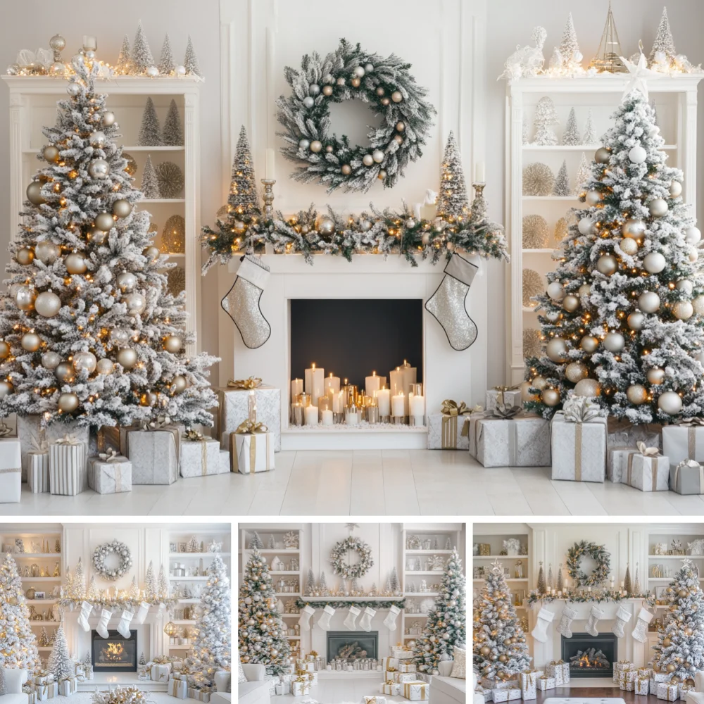 White Fireplace Christmas Backdrop Frosted Pine Wreath Silver Stocking Tree White Gold Gift Box Tall Candle Garland Background
White Fireplace Christmas Backdrop Frosted Pine Wreath Silver Stocking Tree White Gold Gift Box Tall Candle Garland Background