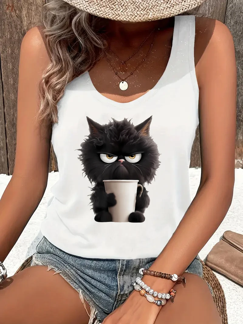 Tank Top Funny Vest Funny Cat Women Summer White Print T-shirt Girl Casual O Neck Top for Summer Female Animal Clothing
Tank Top Funny Vest Funny Cat Women Summer White Print T-shirt Girl Casual O Neck Top for Summer Female Animal Clothing