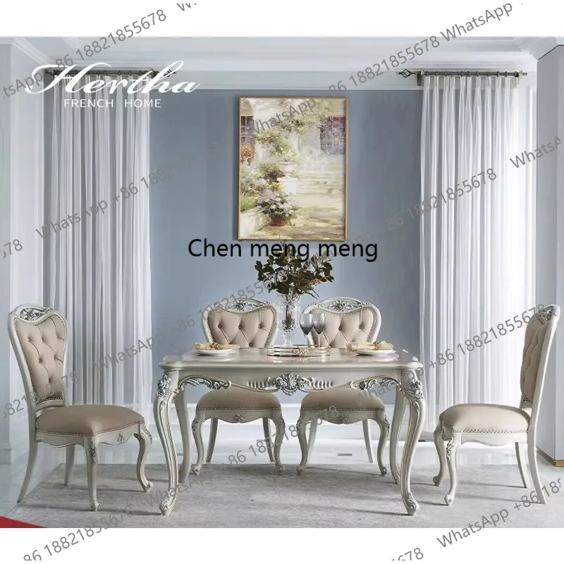 Court French furniture carved dining table painted wood grain dining table solid wood dining table and chair combination
Court French furniture carved dining table painted wood grain dining table solid wood dining table and chair combination