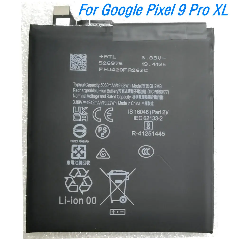 3.89V 19.22Wh GH2MB Rechargeable Li-ion Battery for Google Pixel 9 Pro XL Mobile Phone
3.89V 19.22Wh GH2MB Rechargeable Li-ion Battery for Google Pixel 9 Pro XL Mobile Phone