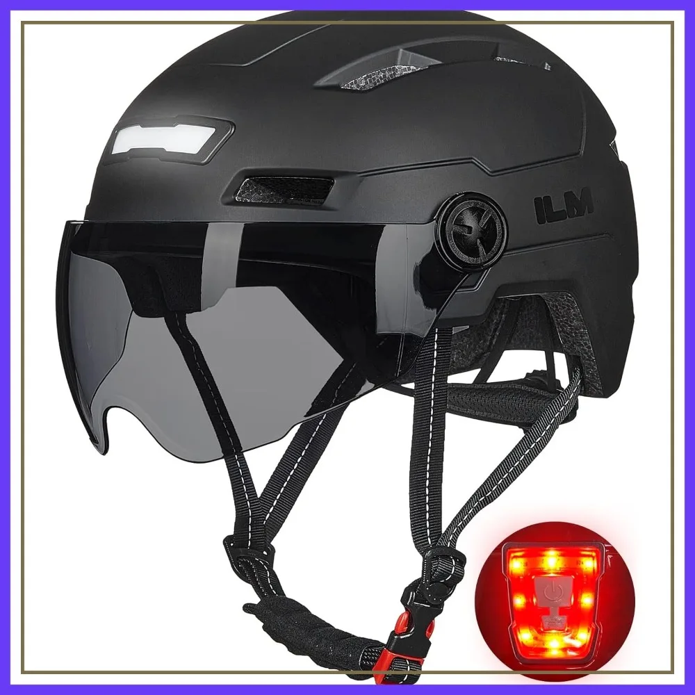 USB Rechargeable LED Bicycle Helmet with Front & Back Lights, Mountain & Road Cycling Helmet for Men Women, Removable Goggle
USB Rechargeable LED Bicycle Helmet with Front & Back Lights, Mountain & Road Cycling Helmet for Men Women, Removable Goggle