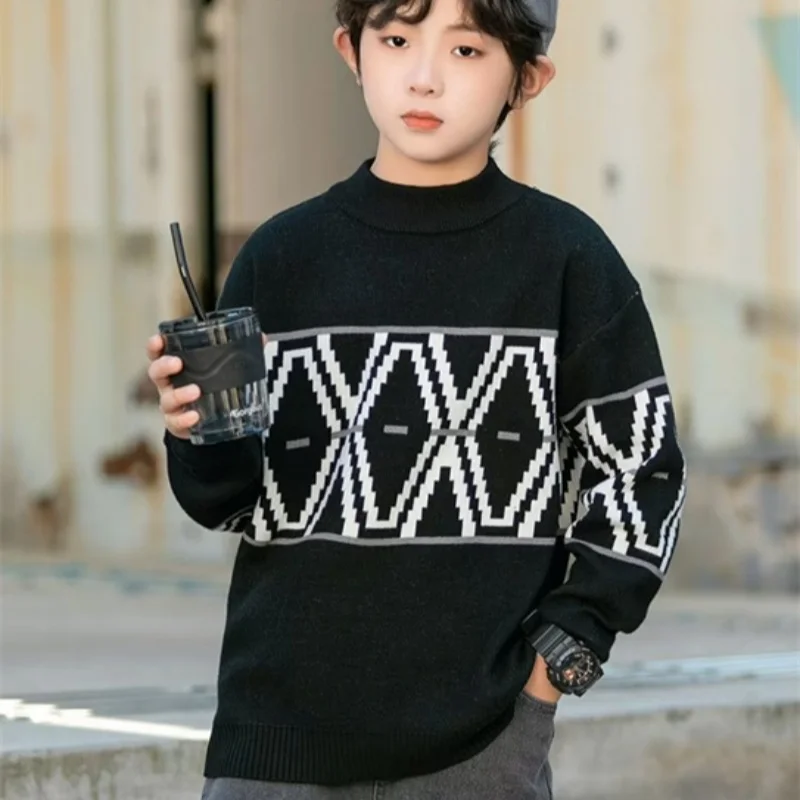 Boys Woolen Sweater Crochet Cotton Windbreak 2024 Black Autumn Winter Thicken Christmas Gift School Warm Children's Clothing
Boys Woolen Sweater Crochet Cotton Windbreak 2024 Black Autumn Winter Thicken Christmas Gift School Warm Children's Clothing