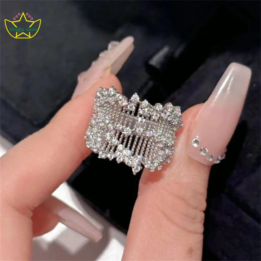 Bright Stars S925 pure silver tianxing Net Pattern Diamond Ring full diamond pleated skirt rings
Bright Stars S925 pure silver tianxing Net Pattern Diamond Ring full diamond pleated skirt rings