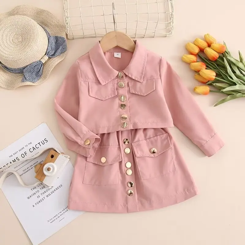 2pcs/set Spring Summer Kids Girls Pink Skirt Set Children Outfits Long Sleeve Button Jacket+ Short Skirt Clothes 3-8T
2pcs/set Spring Summer Kids Girls Pink Skirt Set Children Outfits Long Sleeve Button Jacket+ Short Skirt Clothes 3-8T