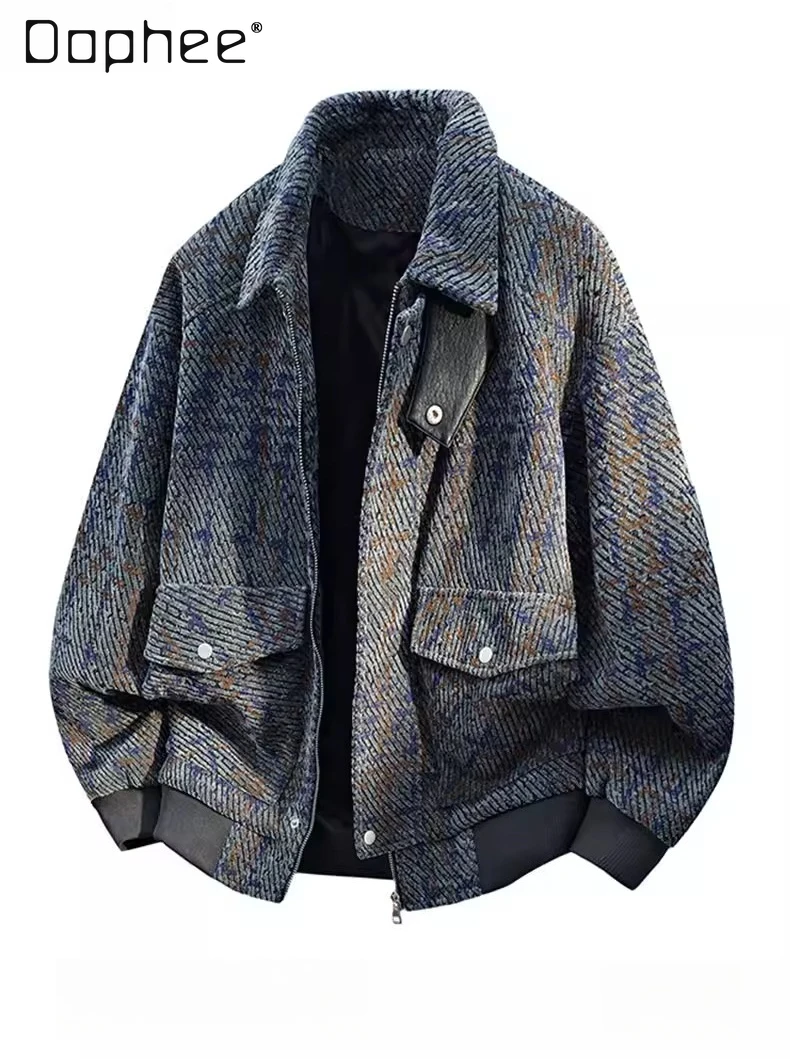 Spring and Autumn Commuting Simple Style Men's Blue Jacket with Turn-down Collar Loose Casual Black and Gray Plaid Coat
Spring and Autumn Commuting Simple Style Men's Blue Jacket with Turn-down Collar Loose Casual Black and Gray Plaid Coat