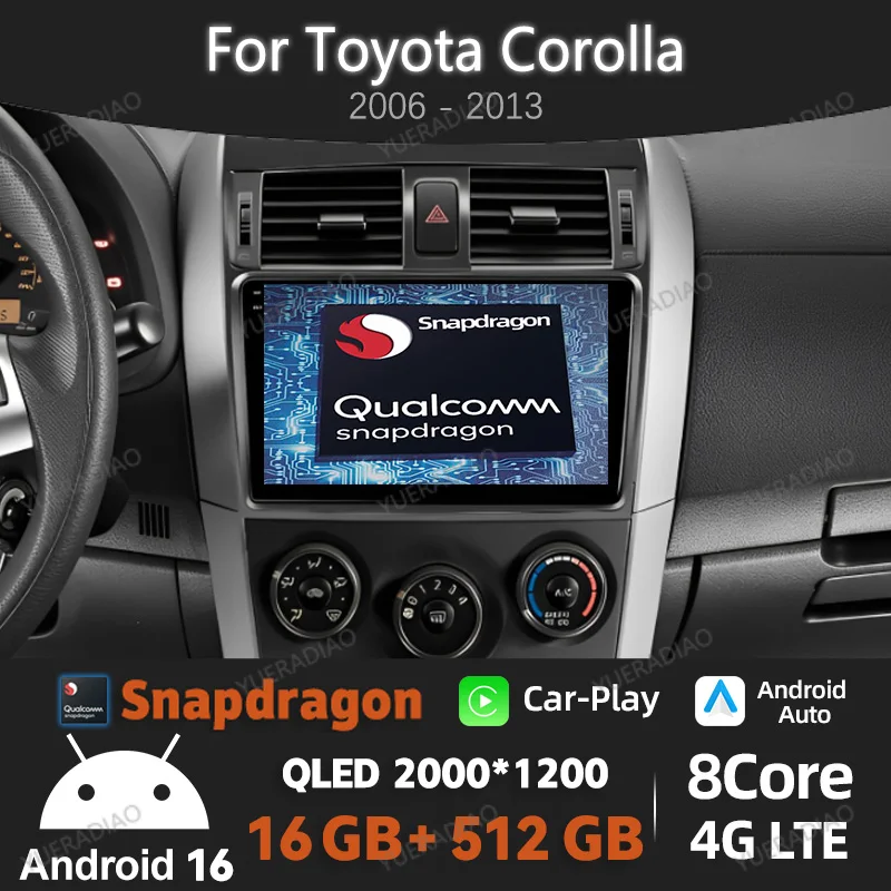 Android 16 Carplay Auto For Toyota Corolla E140 E150 2006 - 2013 Car Radio Multimedia Stereo Video Player GPS NAVI 4G WIFI QLED
Android 16 Carplay Auto For Toyota Corolla E140 E150 2006 - 2013 Car Radio Multimedia Stereo Video Player GPS NAVI 4G WIFI QLED