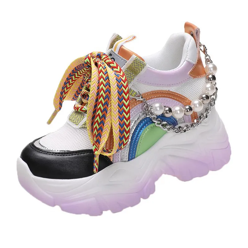 Модные женские папы на толстой подошве, новинка 2025 года, повседневные вулканизированные маленькие белые туфли с внутренней высотой 8 см, Zapatillas De Mujer 
Модные женские папы на толстой подошве, новинка 2025 года, повседневные вулканизированные маленькие белые туфли с внутренней высотой 8 см, Zapatillas De Mujer