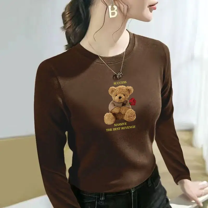 Осенне-зимняя теплая бархатная теплая базовая рубашка для женщин, облегающая футболка с длинными рукавами и круглым вырезом с принтом
Осенне-зимняя теплая бархатная теплая базовая рубашка для женщин, облегающая футболка с длинными рукавами и круглым вырезом с принтом