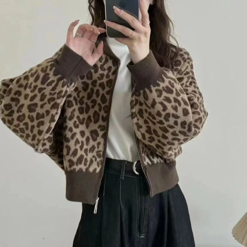 Leopard Print Color Blocked Fashionable Jacket, New Baseball Short Cardigan, Lazy Jacket Top
Leopard Print Color Blocked Fashionable Jacket, New Baseball Short Cardigan, Lazy Jacket Top