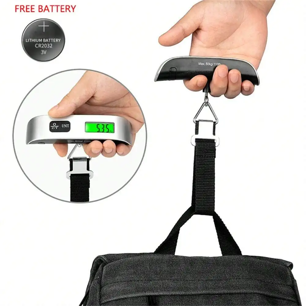 110lb/50kg Portable Electronic Scale, LCD Display, Suitable For Luggage, Hanging Luggage, Travel Suitcase, Can Be Used As Luggage Bag Weight Balance Tool
110lb/50kg Portable Electronic Scale, LCD Display, Suitable For Luggage, Hanging Luggage, Travel Suitcase, Can Be Used As Luggage Bag Weight Balance Tool