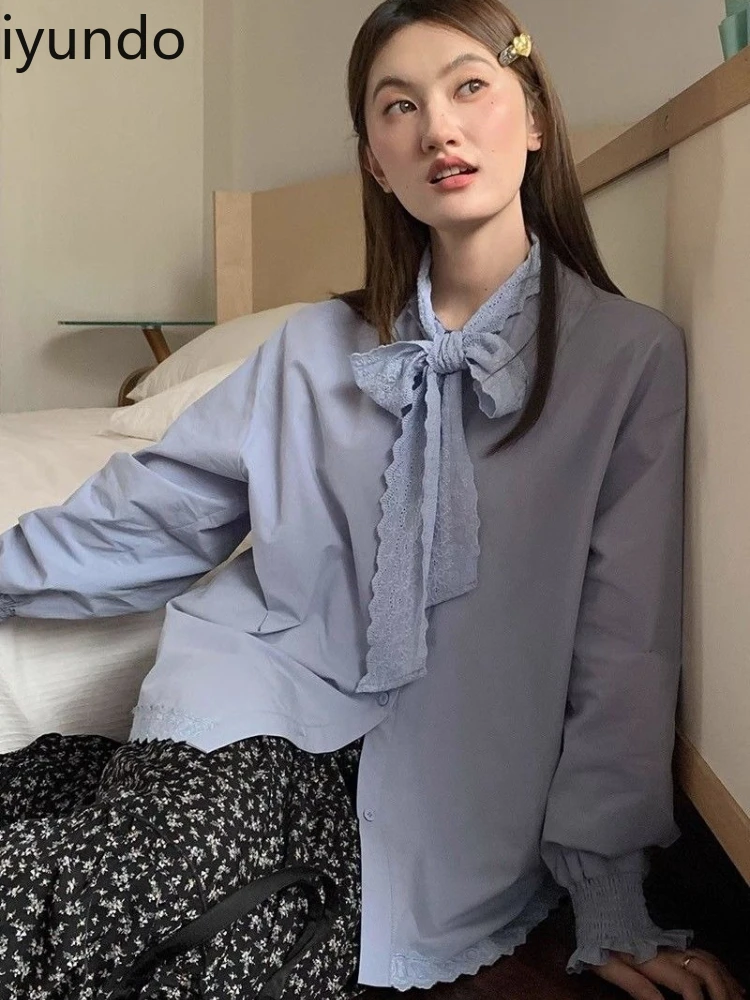 Women's Sweet Blouse - Pure Cotton Loose Fit Long Sleeve Top with Scarf Neck & Lace Trim Romantic Bow Detail Blusa Feminina
Women's Sweet Blouse - Pure Cotton Loose Fit Long Sleeve Top with Scarf Neck & Lace Trim Romantic Bow Detail Blusa Feminina
