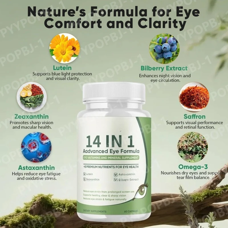 Lutein Zeaxanthin Eye Wellness Supplement with Bilberry Astaxanthin Saffron Omega 3 Daily Visual Comfort, 60 Capsules
Lutein Zeaxanthin Eye Wellness Supplement with Bilberry Astaxanthin Saffron Omega 3 Daily Visual Comfort, 60 Capsules