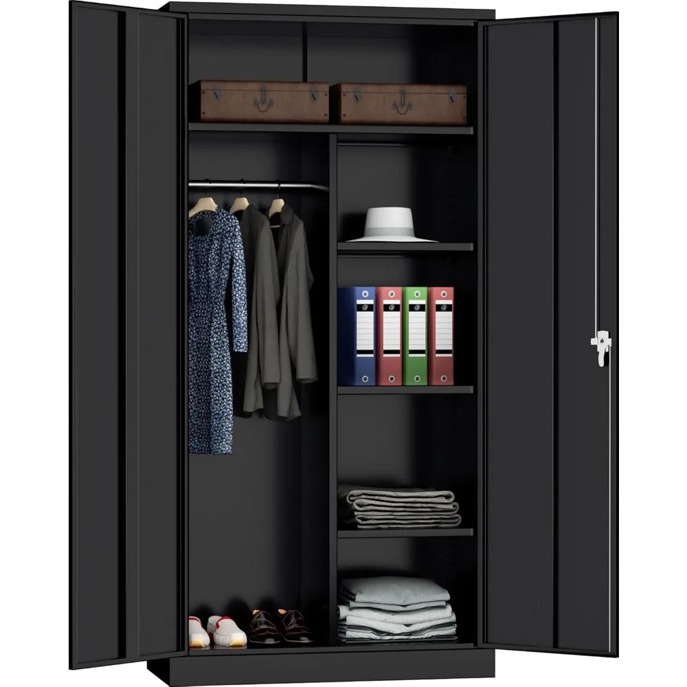 Metal Storage Cabinet,72" Armoire Wardrobe Closet with Doors,Storage Locker with Adjustable Shelves and Removable Hanging Rods,
Metal Storage Cabinet,72" Armoire Wardrobe Closet with Doors,Storage Locker with Adjustable Shelves and Removable Hanging Rods,