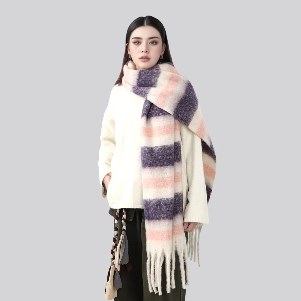 Утолщенный шарф в полоску, шаль, зимний теплый очень большой французский ленивый стиль, модный универсальный кашемировый шарф 190*75 см
Утолщенный шарф в полоску, шаль, зимний теплый очень большой французский ленивый стиль, модный универсальный кашемировый шарф 190*75 см