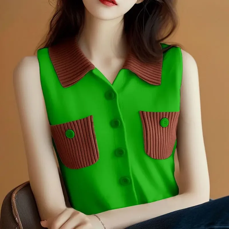 Лето 2023, новый корейский стиль, жилет без рукавов, шикарный Ins, свободный вязаный женский топ контрастного цвета
Лето 2023, новый корейский стиль, жилет без рукавов, шикарный Ins, свободный вязаный женский топ контрастного цвета
