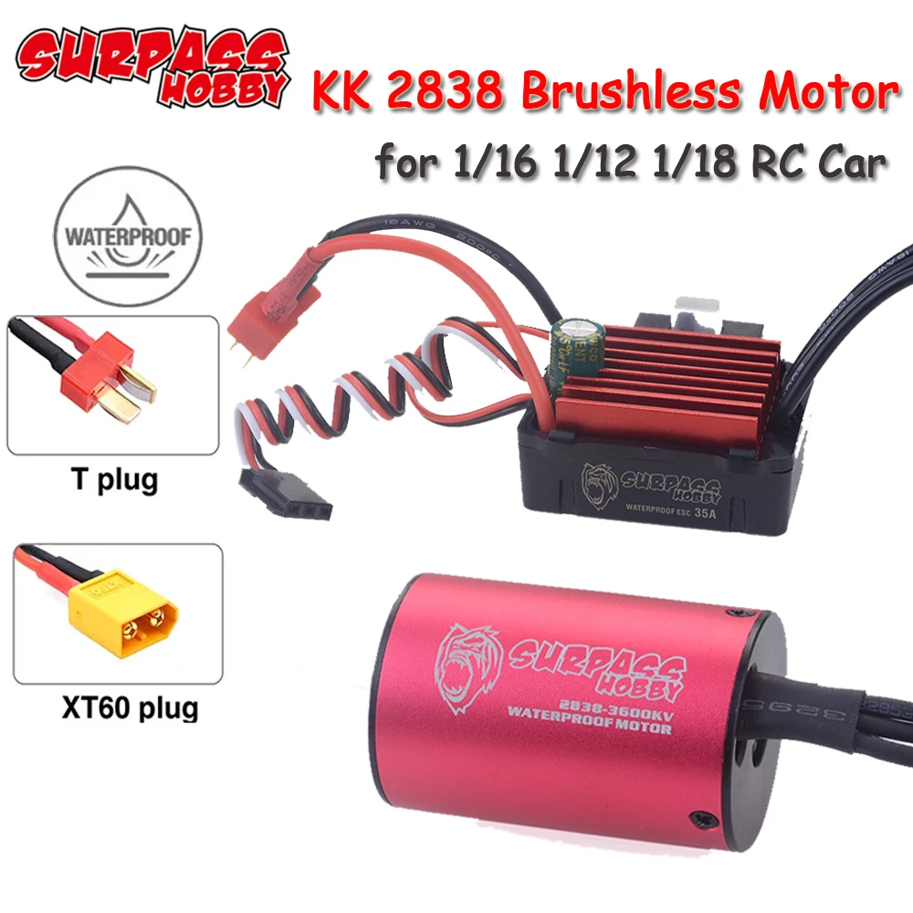SURPASS HOBBY 2838 Brushless Motor Waterproof 35A ESC T/XT60 Plug Combo for 1/16 1/12 1/18 RC Car Wltoys A949 A959 Traxxas TRX4
SURPASS HOBBY 2838 Brushless Motor Waterproof 35A ESC T/XT60 Plug Combo for 1/16 1/12 1/18 RC Car Wltoys A949 A959 Traxxas TRX4