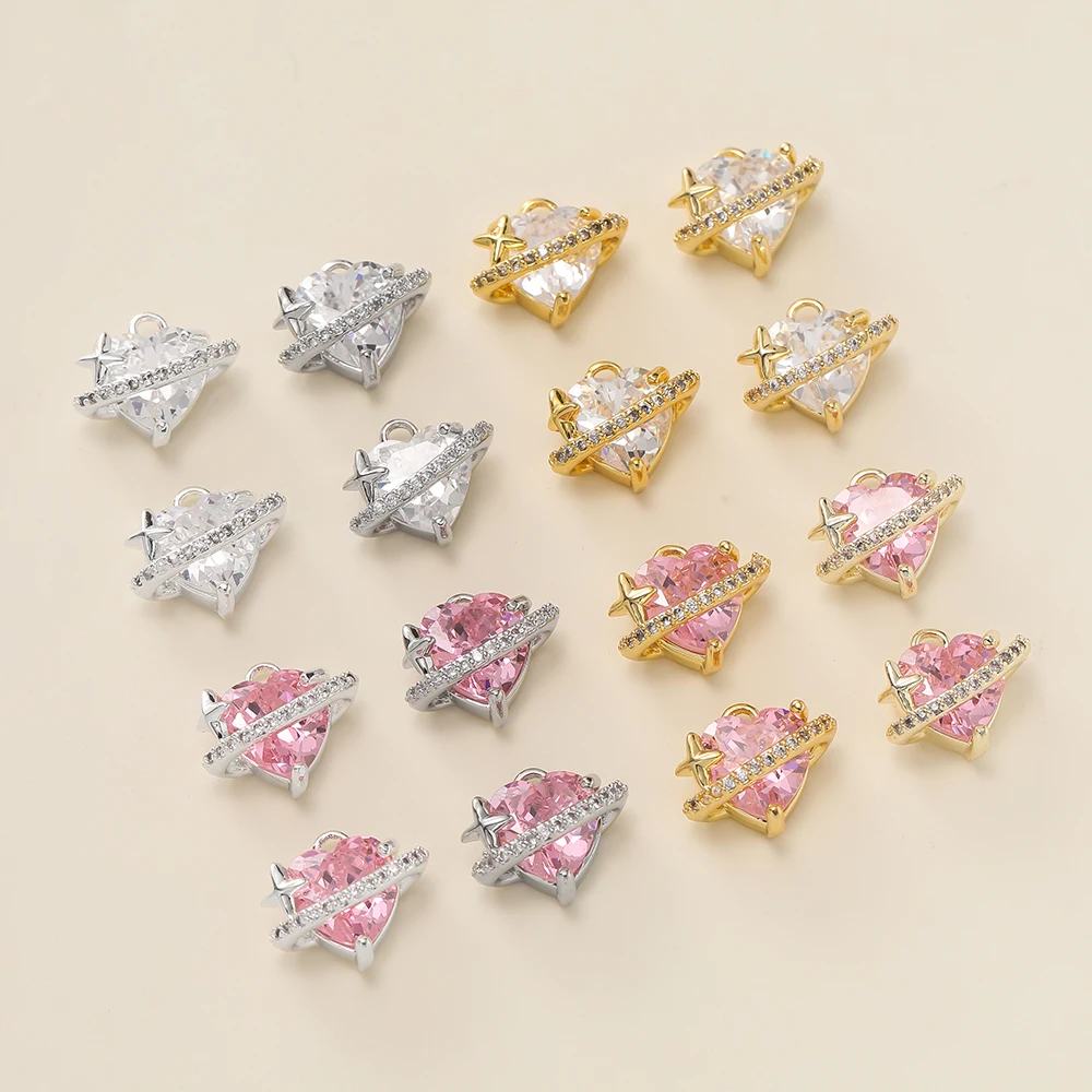 2Pcs/Pack 14/18K Gold Plated Copper Heart Charms Pendants With Zircon for DIY Bracelet Necklace Jewelry Making Accessories
2Pcs/Pack 14/18K Gold Plated Copper Heart Charms Pendants With Zircon for DIY Bracelet Necklace Jewelry Making Accessories