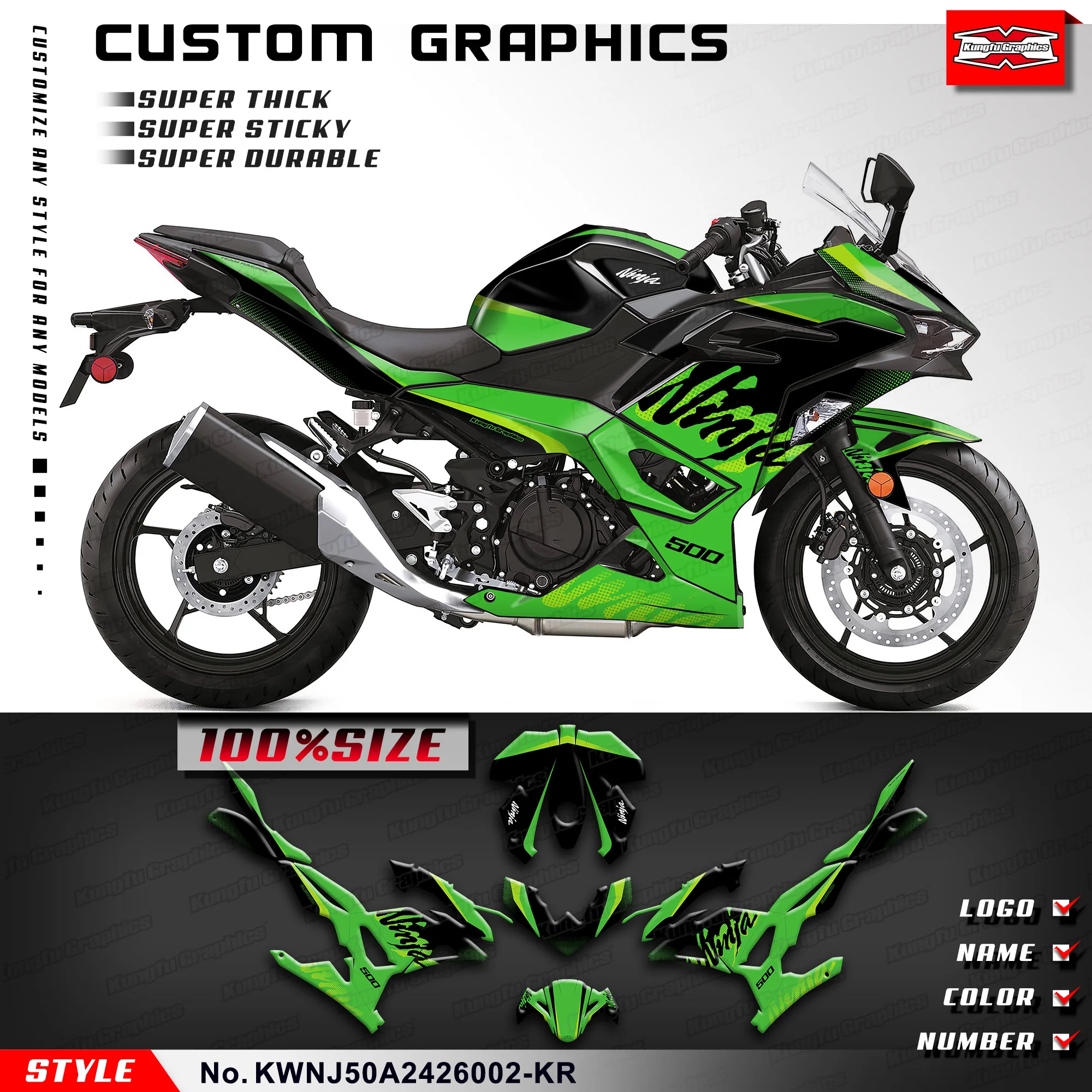 Наклейки KUNGFU GRAPHICS для мотоциклов Kawasaki Ninja500 Ninja 500 2024 2025 2026, дизайн-обвес, декор
Наклейки KUNGFU GRAPHICS для мотоциклов Kawasaki Ninja500 Ninja 500 2024 2025 2026, дизайн-обвес, декор