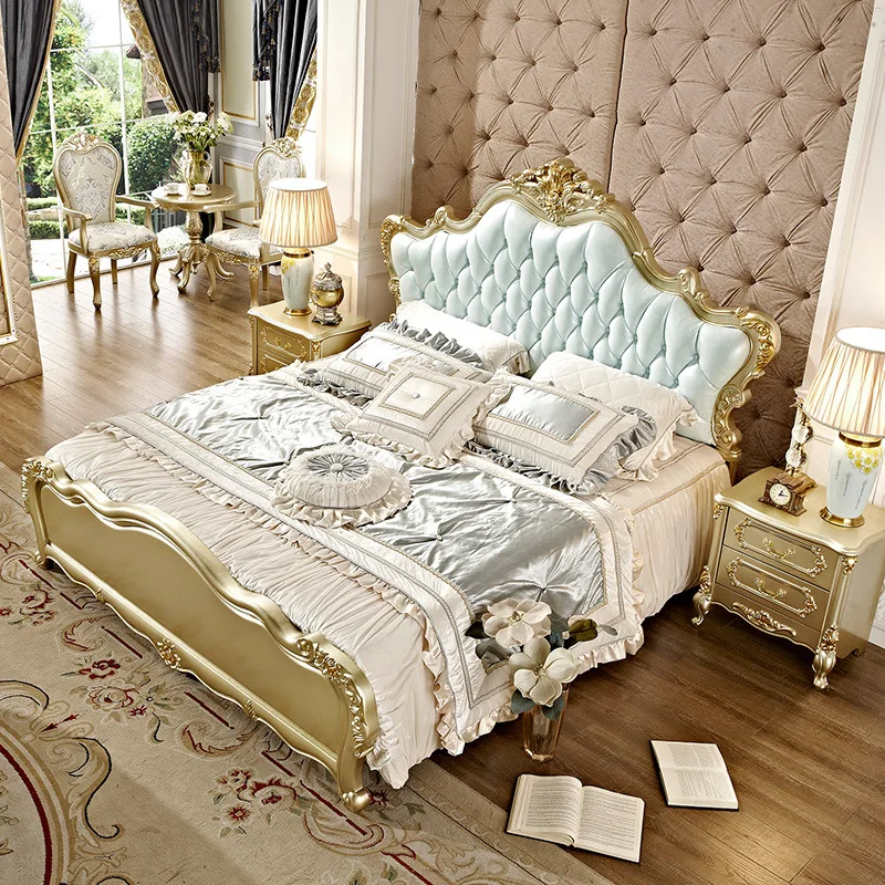 European solid wood bedroom modern simple European leather art bed luxury villa master wedding bed exquisite
European solid wood bedroom modern simple European leather art bed luxury villa master wedding bed exquisite
