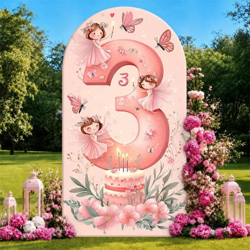 Single Side Arch Backdrop Cover Elegant Pink Fairy Theme Backdrop for Party Decor featuring a large number three adorned
Single Side Arch Backdrop Cover Elegant Pink Fairy Theme Backdrop for Party Decor featuring a large number three adorned