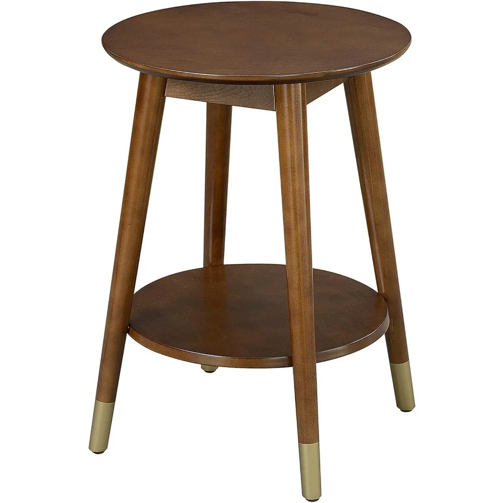 Mid Century Round End Table with Bottom Shelf, Espresso Finish, 18x18x24 Inches
Mid Century Round End Table with Bottom Shelf, Espresso Finish, 18x18x24 Inches