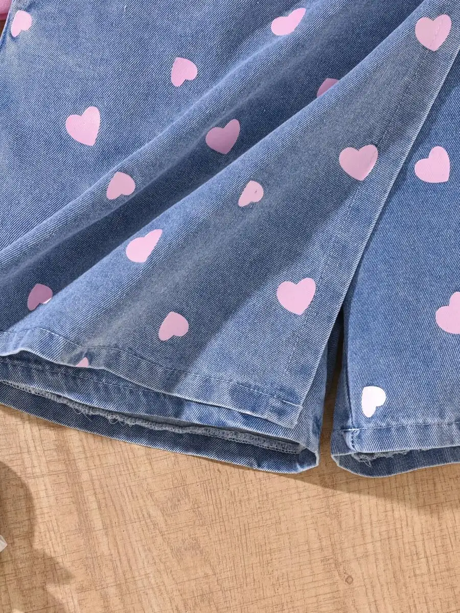 2pcs Set Pink Heart Print Denim Skort And Sleeveless Tank Top Casual Summer Outfit
2pcs Set Pink Heart Print Denim Skort And Sleeveless Tank Top Casual Summer Outfit