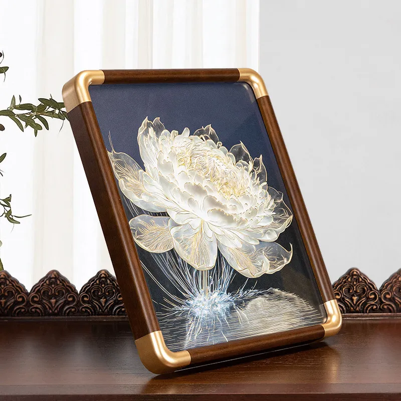 Copper Engraved Wall Plaque, Light Shadow Water Lilies Art, New Chinese Desktop Ornament, Framed Glass Solid Wood Home Decor
Copper Engraved Wall Plaque, Light Shadow Water Lilies Art, New Chinese Desktop Ornament, Framed Glass Solid Wood Home Decor