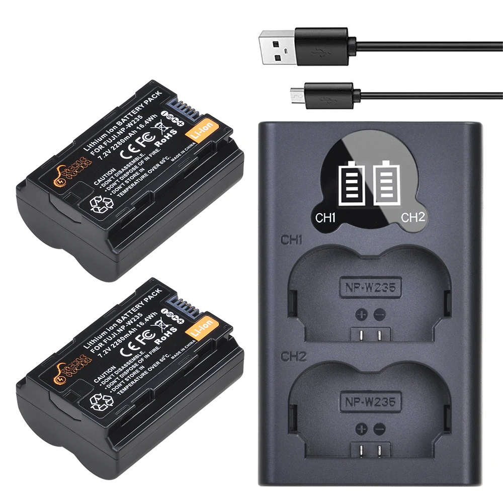 2280mAh NP-W235 NP W235 Replacement Battery LED Dual Charger with Type C Port for Fujifilm Fuji X-T4, XT4 Digital camera
2280mAh NP-W235 NP W235 Replacement Battery LED Dual Charger with Type C Port for Fujifilm Fuji X-T4, XT4 Digital camera