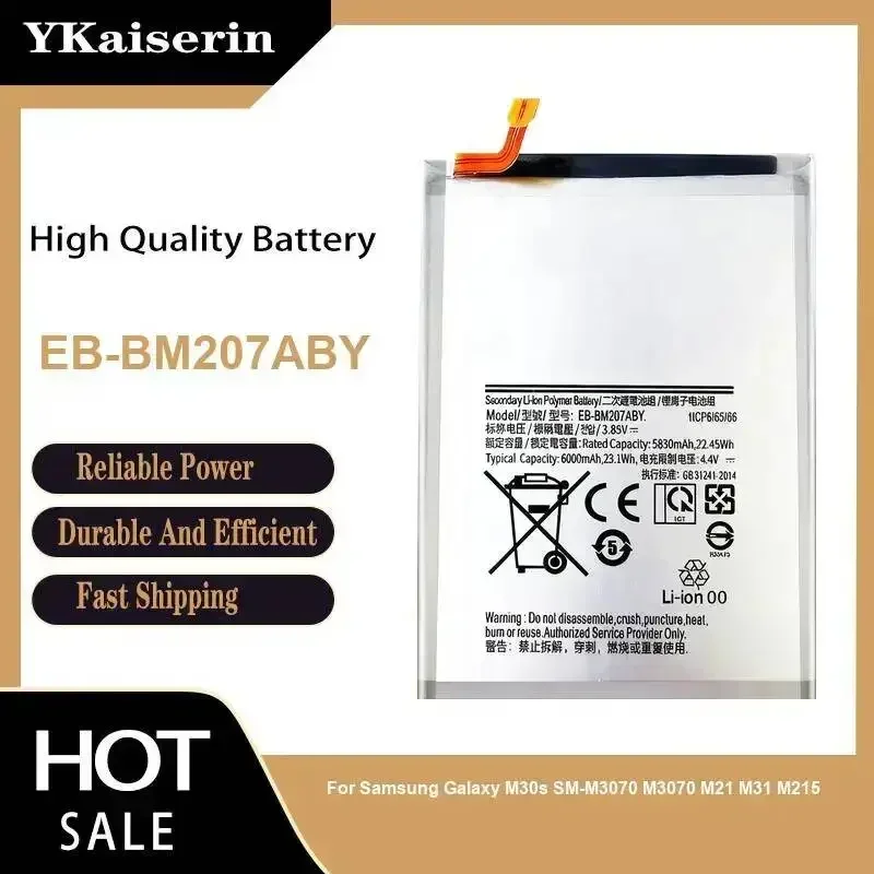 For Samsung Galaxy M30s SM-M3070 M3070 M21 M31 M215 6000mAh EB-BM207ABY Mobile Phone Battery Strong Compatibility Portable
For Samsung Galaxy M30s SM-M3070 M3070 M21 M31 M215 6000mAh EB-BM207ABY Mobile Phone Battery Strong Compatibility Portable
