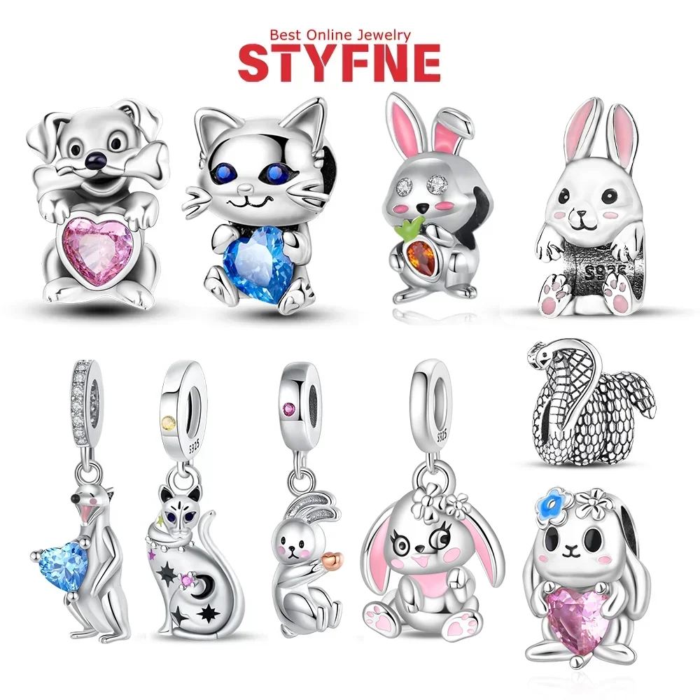 Animals Charm 925 Silver Original Rabbit Cat Dog Snake Beads Pendants Fit Bracelet DIY Jewelry Women Birthday Gift
Animals Charm 925 Silver Original Rabbit Cat Dog Snake Beads Pendants Fit Bracelet DIY Jewelry Women Birthday Gift