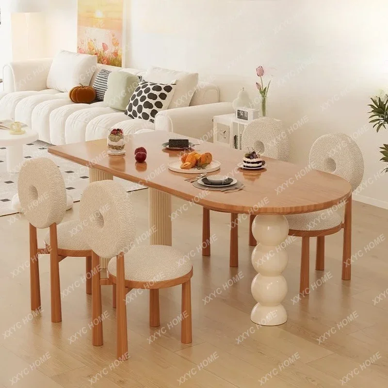 Hh2cc2 Log cream style dining table, chair set, household high-end dining table
Hh2cc2 Log cream style dining table, chair set, household high-end dining table