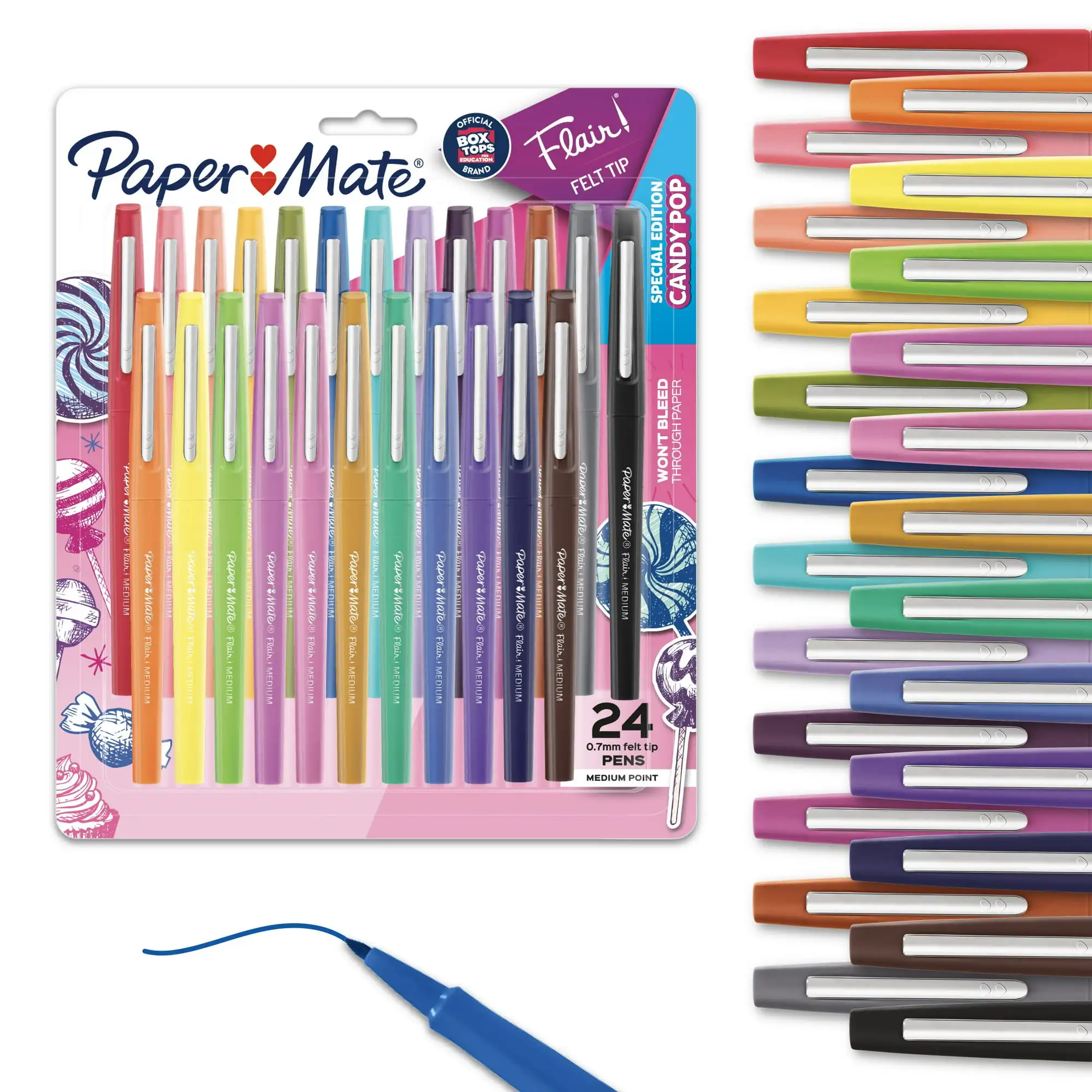 Ручки Paper Mate Flair с фетровым наконечником, средний наконечник, ограниченная серия Candy Pop Pack, коробка из 24 шт.
Ручки Paper Mate Flair с фетровым наконечником, средний наконечник, ограниченная серия Candy Pop Pack, коробка из 24 шт.