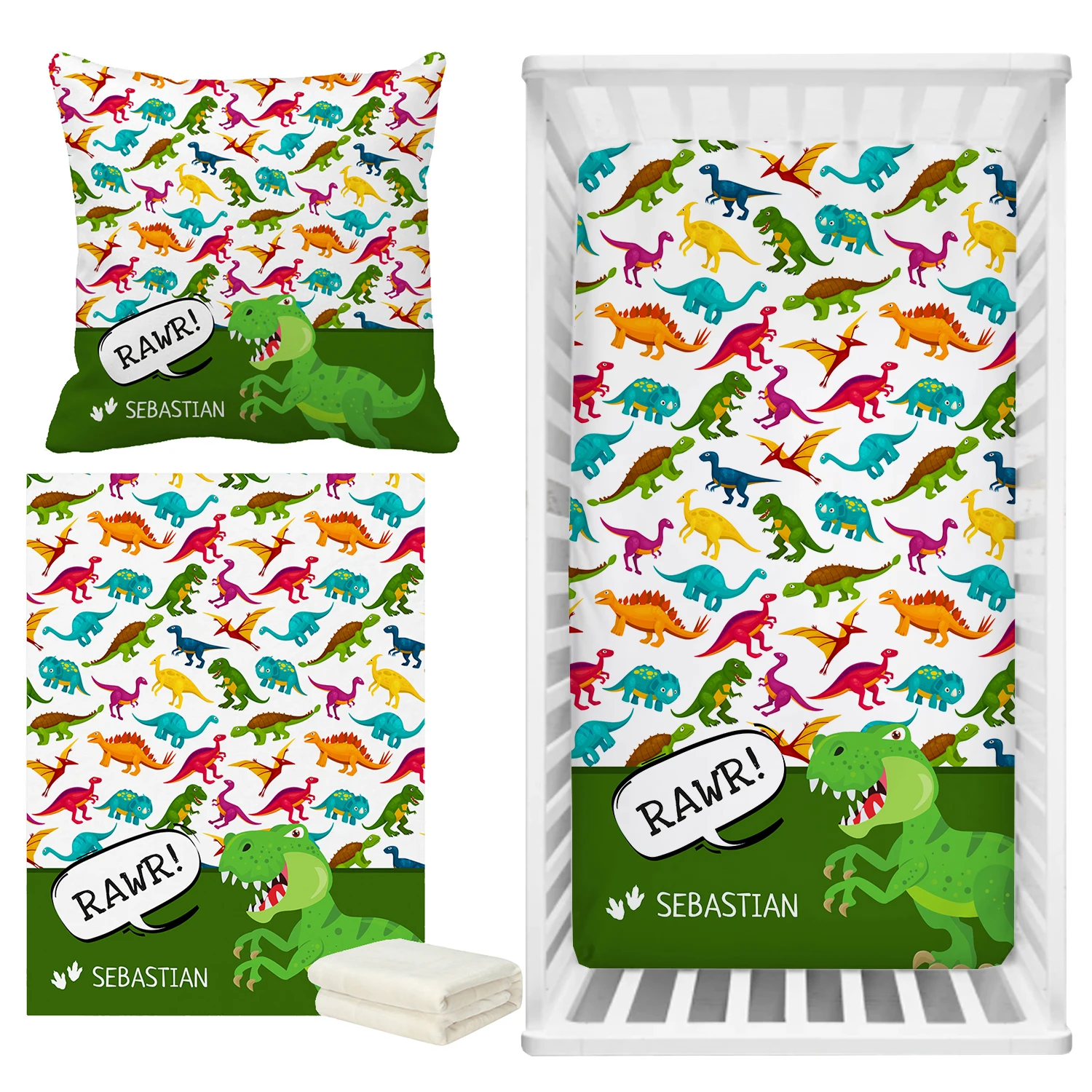 LVYZIHO Colorful Dinosaur Pattern With Name Bedding Set, Custom Name Dinosaur Bedding Set,Baby Shower Gift Bedding Set
LVYZIHO Colorful Dinosaur Pattern With Name Bedding Set, Custom Name Dinosaur Bedding Set,Baby Shower Gift Bedding Set