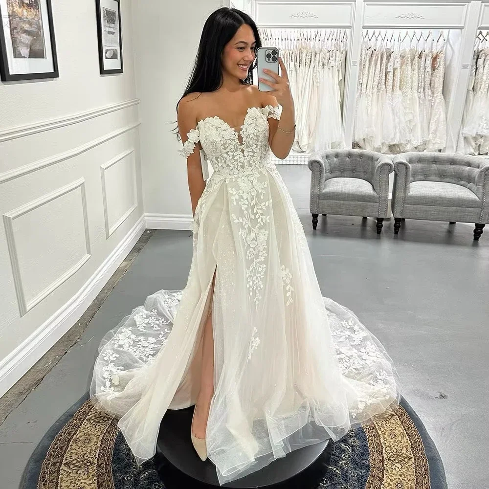 JEHETH 2025 A-line Split Wedding Dresses For Woman Bride Off Shoulder Tulle Lace Appliques Robe De Mariée Customized For Women
JEHETH 2025 A-line Split Wedding Dresses For Woman Bride Off Shoulder Tulle Lace Appliques Robe De Mariée Customized For Women