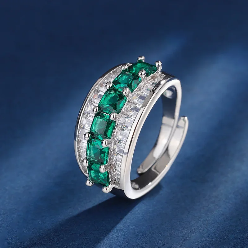 Light Luxury Jewelry Square Zircon Open Adjustable Rings for Women Silver Color 3 Rows Rose Red Blue Green Crystal Ring
Light Luxury Jewelry Square Zircon Open Adjustable Rings for Women Silver Color 3 Rows Rose Red Blue Green Crystal Ring