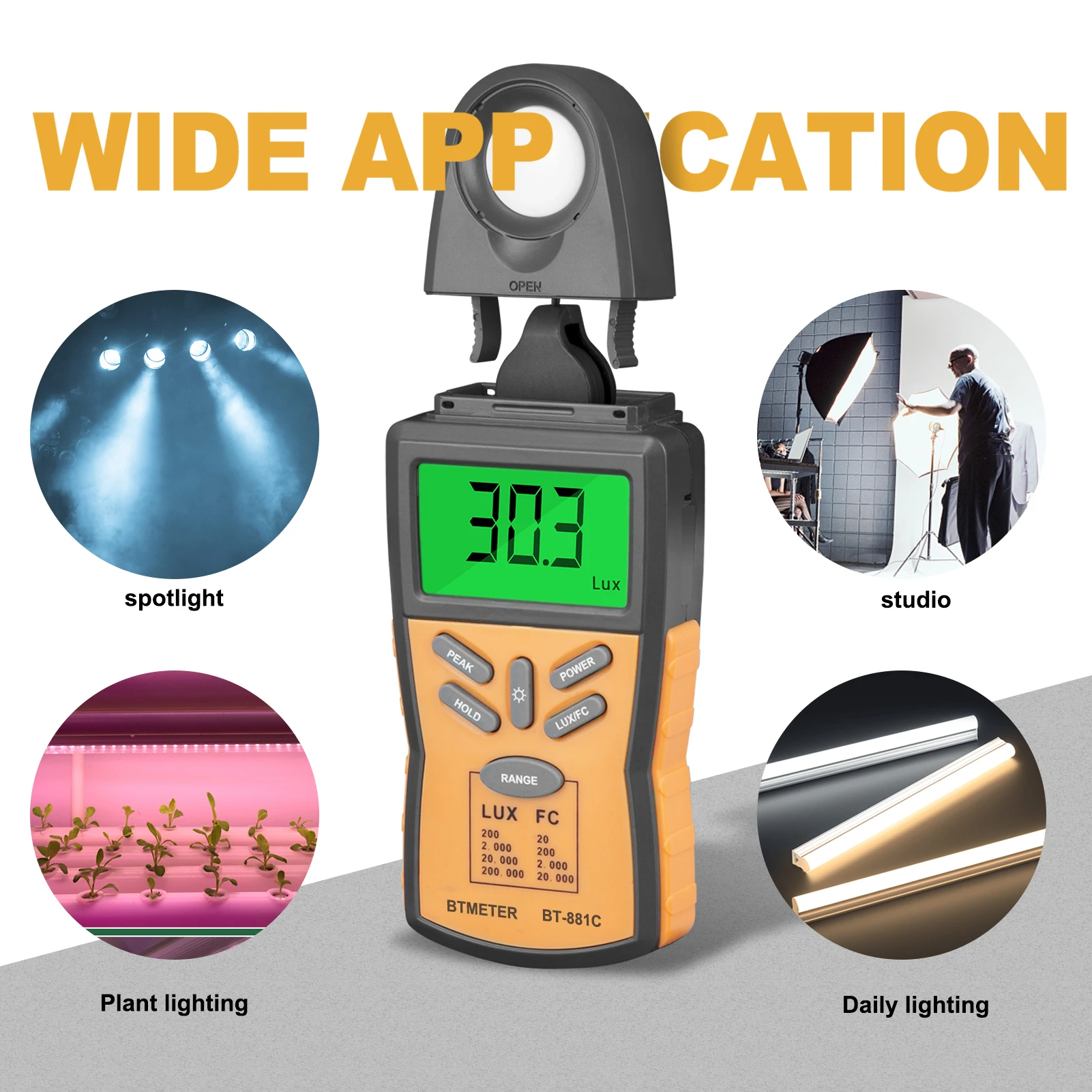 Digital Illuminance Meter 0.1-200000Lux Light Meter Lux/FC Data Hold Auto Zeroing High Accuracy LCD Portable Photometer Tester
Digital Illuminance Meter 0.1-200000Lux Light Meter Lux/FC Data Hold Auto Zeroing High Accuracy LCD Portable Photometer Tester