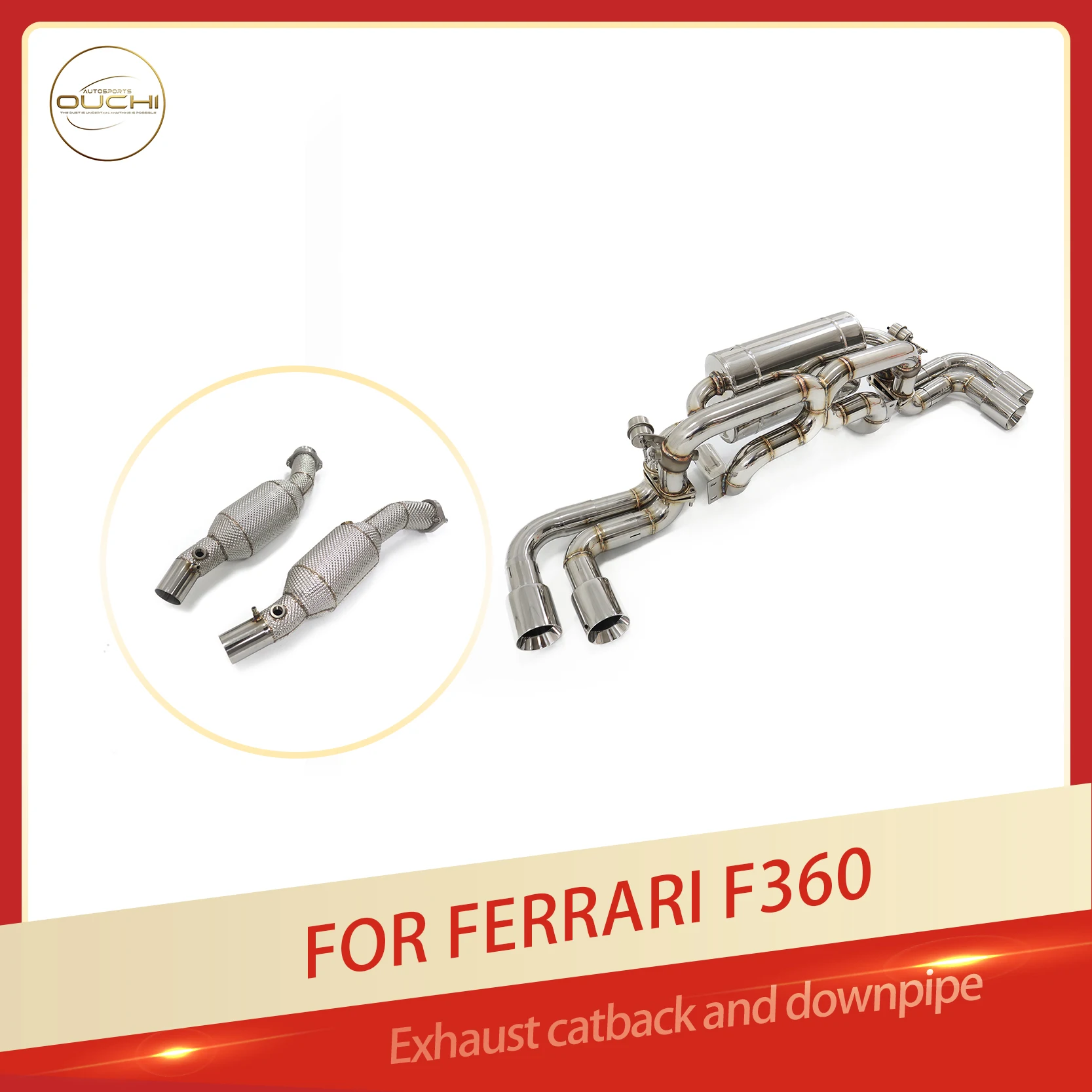 OUCHI Factory Direct Sales Catback for Ferrari F360 V8 2000-2005 3.6T SS304 Downpipe Exhaust Muffler Pneumatic Valve
OUCHI Factory Direct Sales Catback for Ferrari F360 V8 2000-2005 3.6T SS304 Downpipe Exhaust Muffler Pneumatic Valve