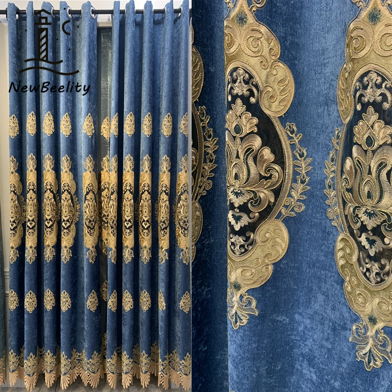 European Thickened Blue Chenille Hollow Embroidery Curtains for Living Room Bedroom Dining Decor Retro Luxury Custom Size Tulle
European Thickened Blue Chenille Hollow Embroidery Curtains for Living Room Bedroom Dining Decor Retro Luxury Custom Size Tulle