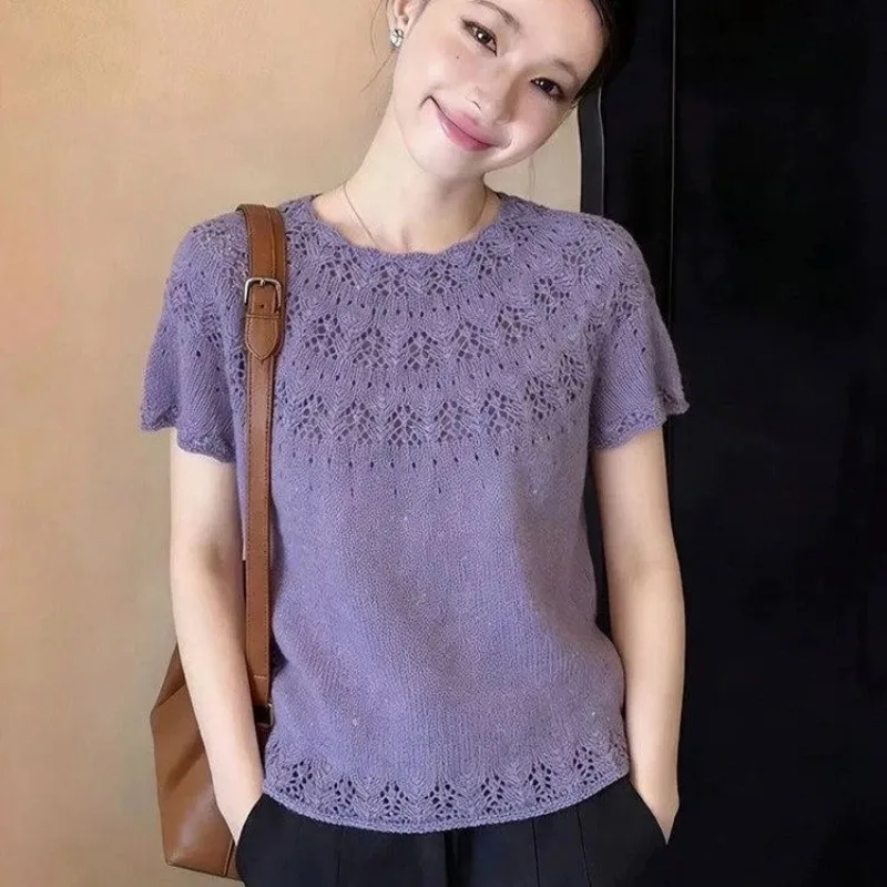 Women's Knitted Pullover Sweater 2026 Summer Elegant Fashion Comfortable Female Sweater High-end Unique Short-sleeve Ladies Tops
Women's Knitted Pullover Sweater 2026 Summer Elegant Fashion Comfortable Female Sweater High-end Unique Short-sleeve Ladies Tops
