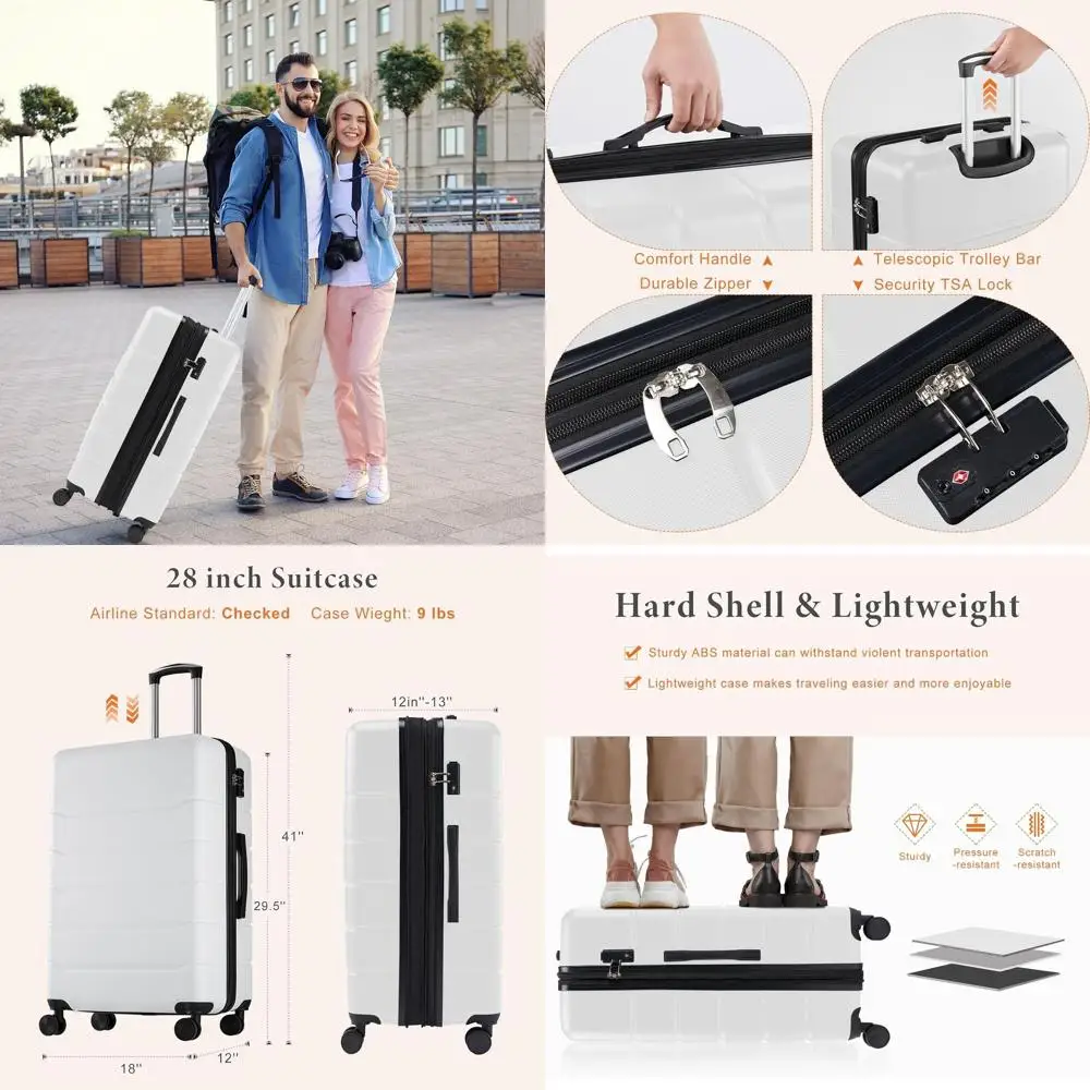 Ручная кладь из АБС-пластика с твердым корпусом и вращающимися колесами, легкий расширяемый чемодан, замок TSA, 28-дюймовый кремовый
Ручная кладь из АБС-пластика с твердым корпусом и вращающимися колесами, легкий расширяемый чемодан, замок TSA, 28-дюймовый кремовый