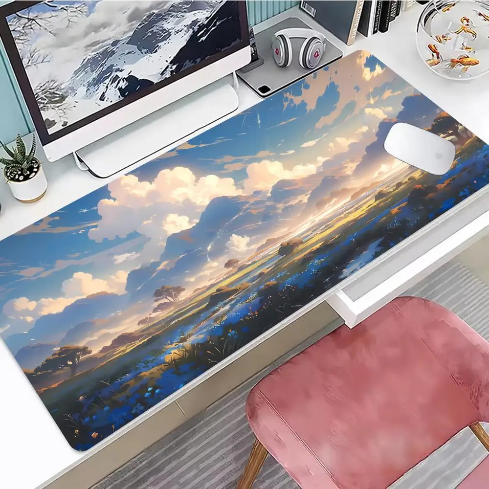 Nature Mouse Pad The Forest In The Mountain And Fields Gaming Mouse Pad, with Edges and Non-Slip Rubber Base, Extended Mouse Pad