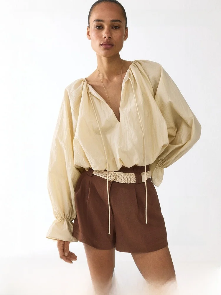 H&M Women's Pants 2026 Summer New Basic Style Belted Short Straight Leg High Waist Casual Polyester Viscose Nylon Shorts
H&M Women's Pants 2026 Summer New Basic Style Belted Short Straight Leg High Waist Casual Polyester Viscose Nylon Shorts