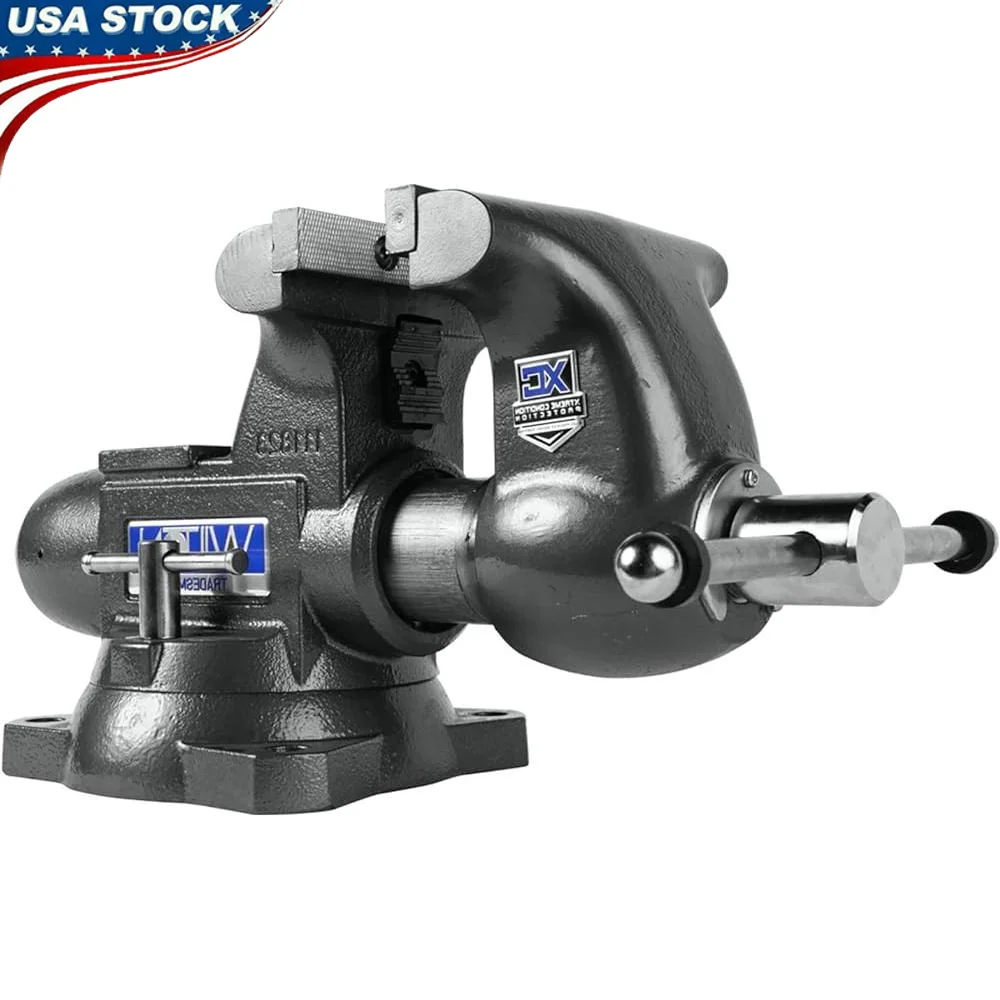 Tradesman XC 6-1/2 Inch Bench Vise 360 Degree Swivel Base Ductile Iron 60000 PSI Heavy Duty Anvil Reversible Jaws 4 Inch Throat
Tradesman XC 6-1/2 Inch Bench Vise 360 Degree Swivel Base Ductile Iron 60000 PSI Heavy Duty Anvil Reversible Jaws 4 Inch Throat