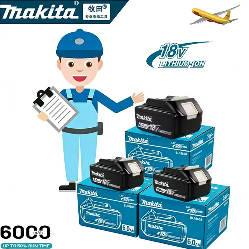 Makita Original Lithium ion Rechargeable Battery 18V 6000mAh 18v Replacement Batteries BL1860 BL1830 BL1850 BL1860B
Makita Original Lithium ion Rechargeable Battery 18V 6000mAh 18v Replacement Batteries BL1860 BL1830 BL1850 BL1860B