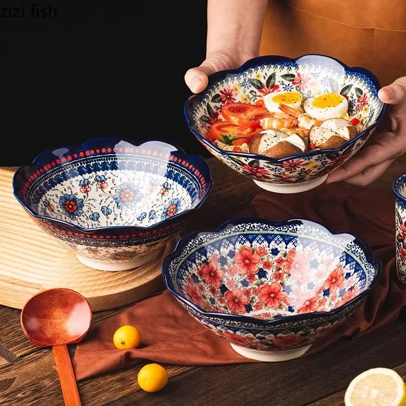 Plant and Flower Pattern Ceramic Bowl Soup Bowl Ramen Bowl Salad Bowls Noodle Bowls Retro Pasta Bowls Restaurant Tableware
Plant and Flower Pattern Ceramic Bowl Soup Bowl Ramen Bowl Salad Bowls Noodle Bowls Retro Pasta Bowls Restaurant Tableware